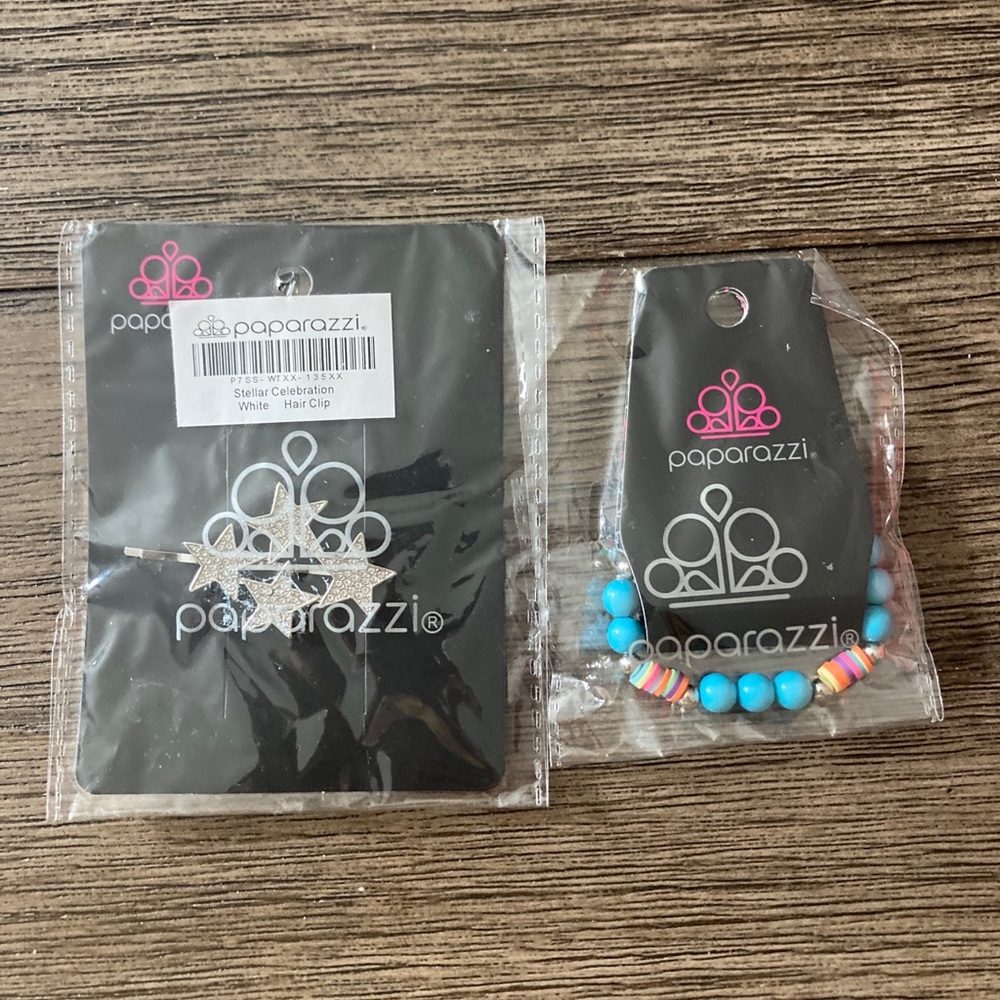 Paparazzi braclet and hair clip